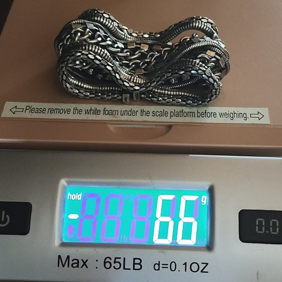 VINTAGE SILVER-TONE EXTRA WIDE MULTISTRAND CHAIN MAGNETIC 6.5-7" BRACELET - Picture 9 of 9